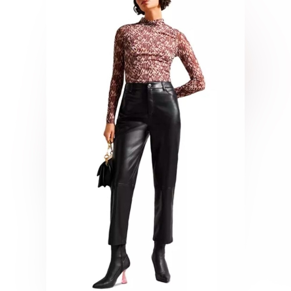 Ted Baker Plaider Faux Black Leather Straight Leg Pants Size 3 (US Size 6-8)